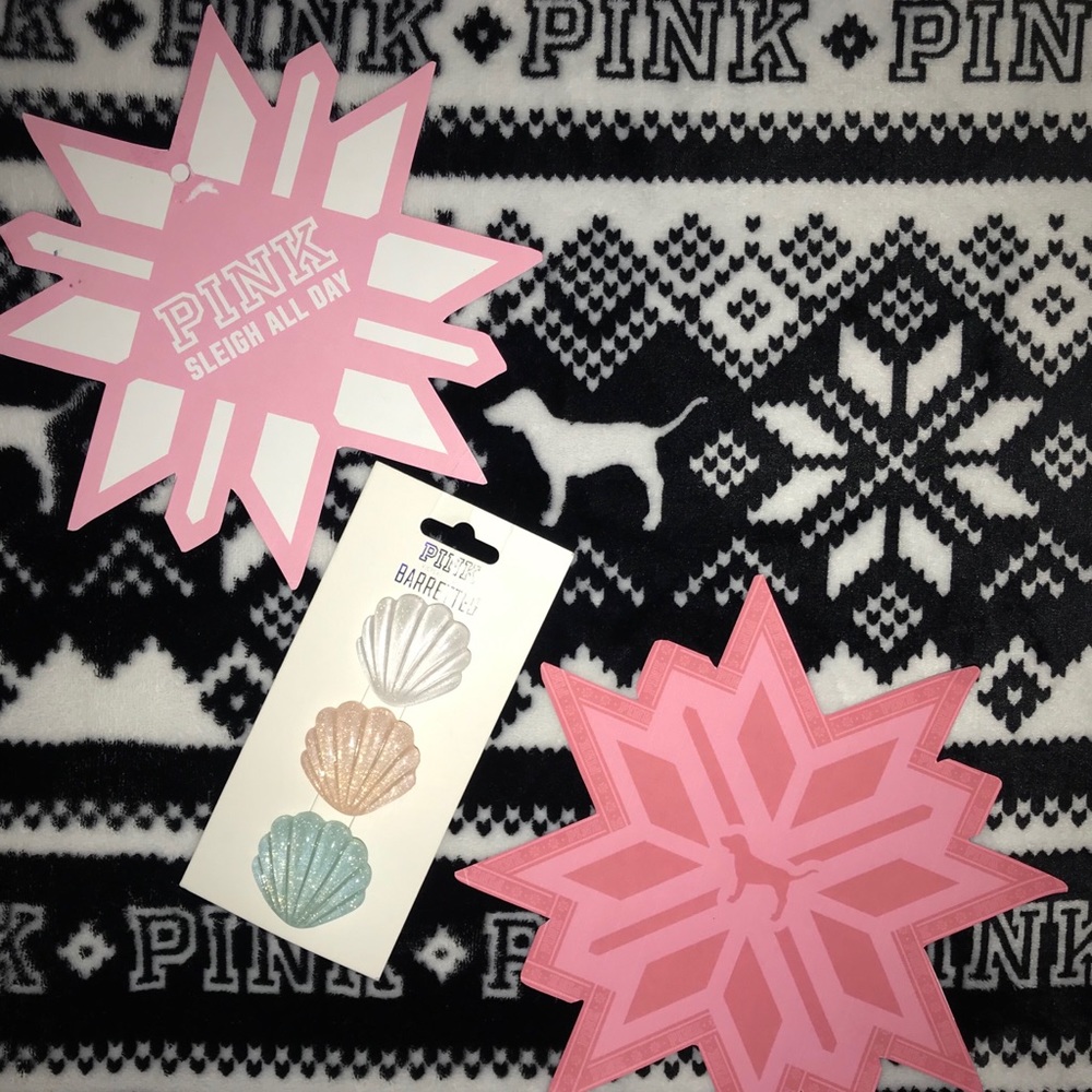 💕NWT 3 VS PINK SEA SHELL HAIR CLIPS💕